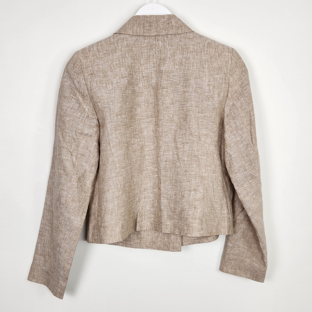 Talbots Cropped 100% Linen Blazer Neutral Flax Tan Size 12P NWT - Picture 8 of 8